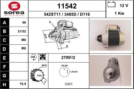 EAI 11542 - Starter autospares.lv