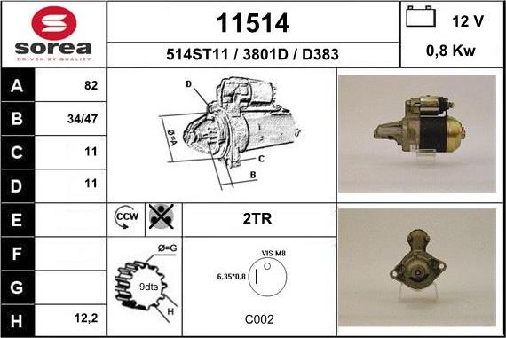 EAI 11514 - Starter autospares.lv