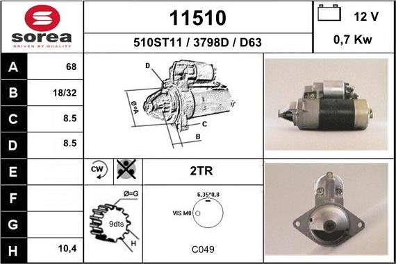 EAI 11510 - Starter autospares.lv