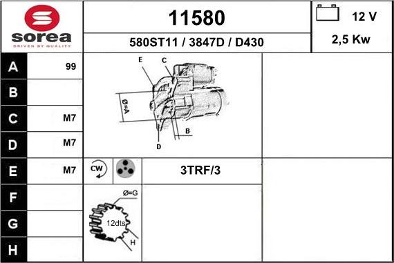 EAI 11580 - Starter autospares.lv