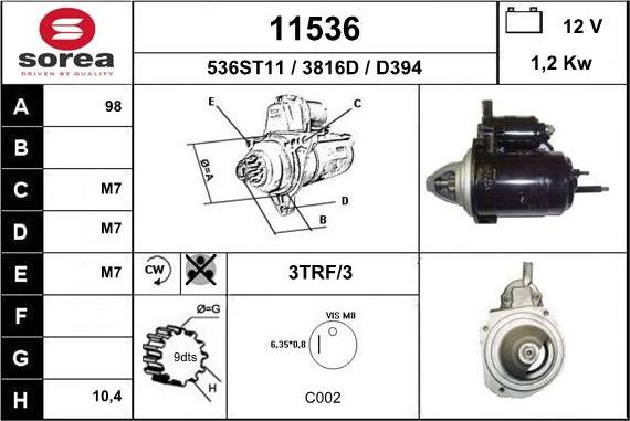 EAI 11536 - Starter autospares.lv