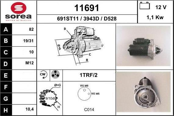 EAI 11691 - Starter autospares.lv