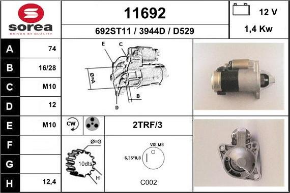 EAI 11692 - Starter autospares.lv