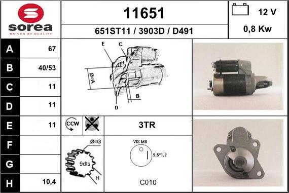 EAI 11651 - Starter autospares.lv