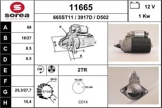 EAI 11665 - Starter autospares.lv
