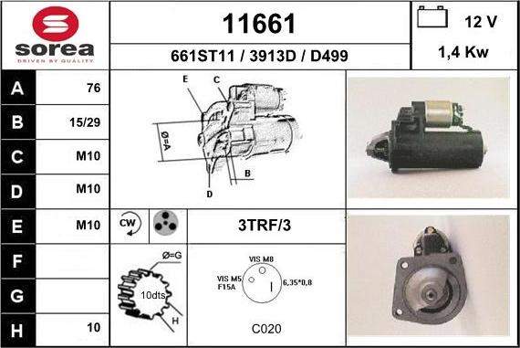 EAI 11661 - Starter autospares.lv