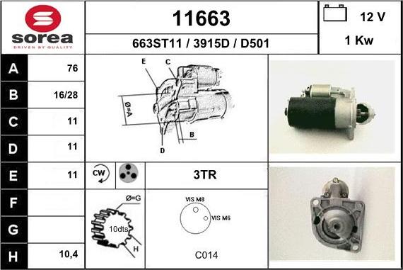 EAI 11663 - Starter autospares.lv