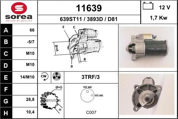 EAI 11639 - Starter autospares.lv