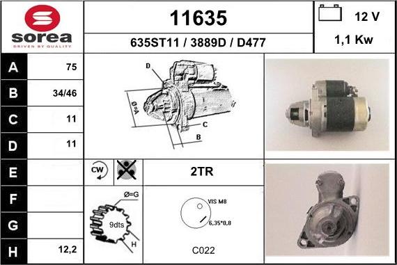 EAI 11635 - Starter autospares.lv