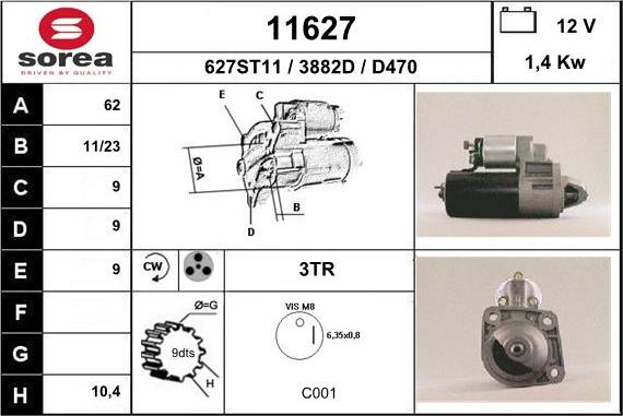 EAI 11627 - Starter autospares.lv