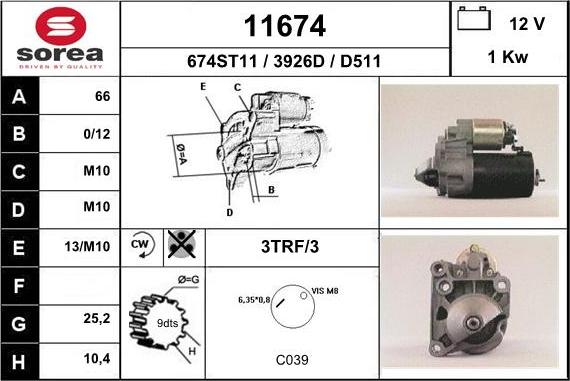 EAI 11674 - Starter autospares.lv