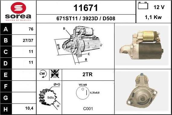 EAI 11671 - Starter autospares.lv