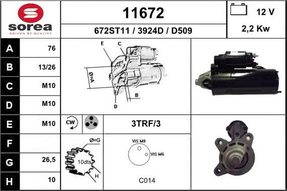 EAI 11672 - Starter autospares.lv