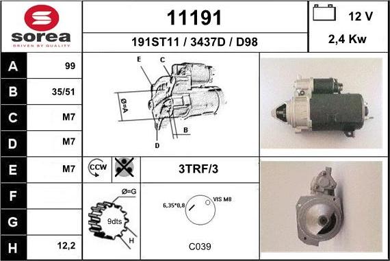 EAI 11191 - Starter autospares.lv