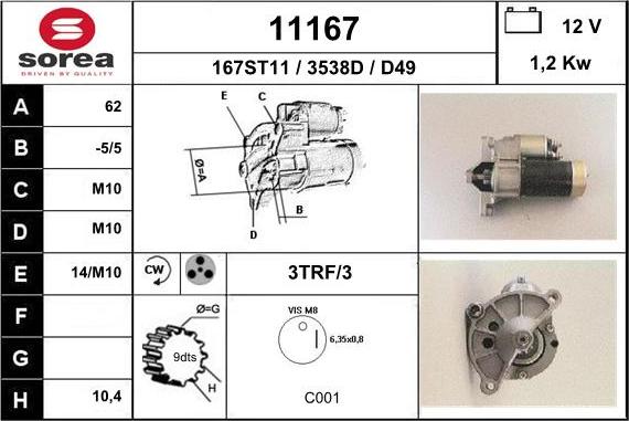 EAI 11167 - Starter autospares.lv