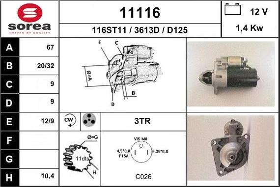 EAI 11116 - Starter autospares.lv