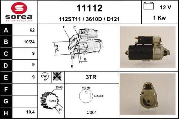 EAI 11112 - Starter autospares.lv