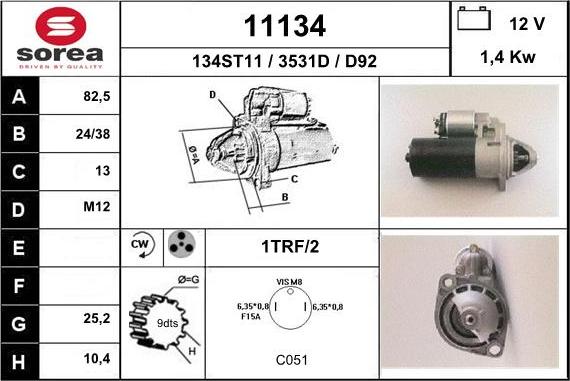 EAI 11134 - Starter autospares.lv