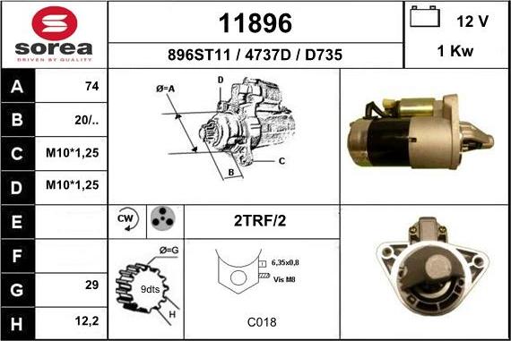 EAI 11896 - Starter autospares.lv