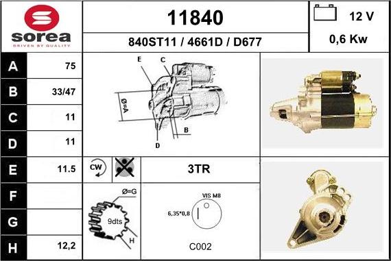 EAI 11840 - Starter autospares.lv