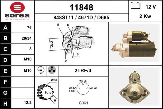 EAI 11848 - Starter autospares.lv