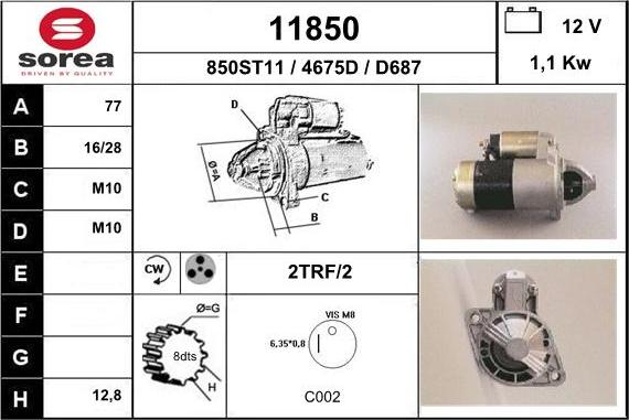 EAI 11850 - Starter autospares.lv