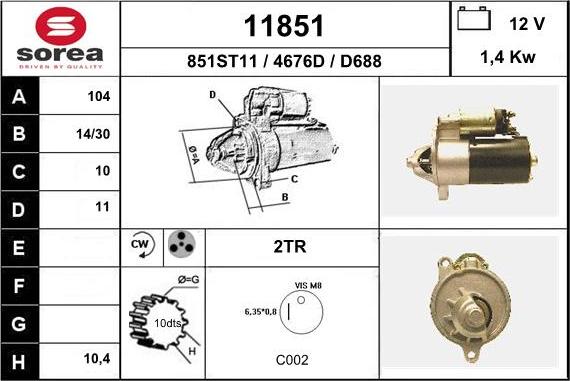 EAI 11851 - Starter autospares.lv