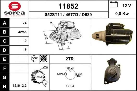 EAI 11852 - Starter autospares.lv