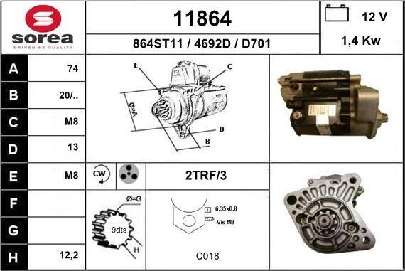 EAI 11864 - Starter autospares.lv