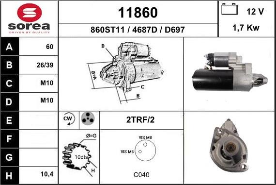 EAI 11860 - Starter autospares.lv