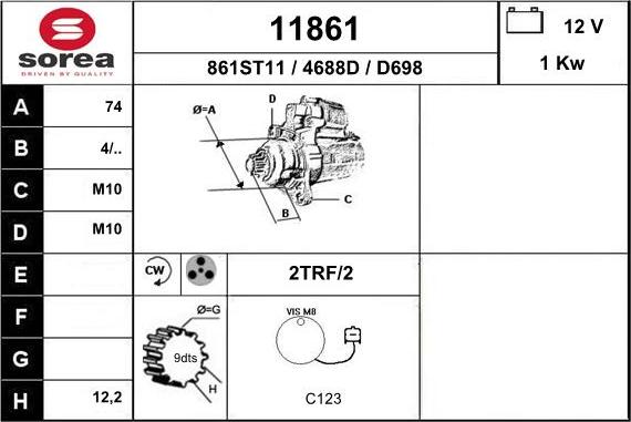 EAI 11861 - Starter autospares.lv