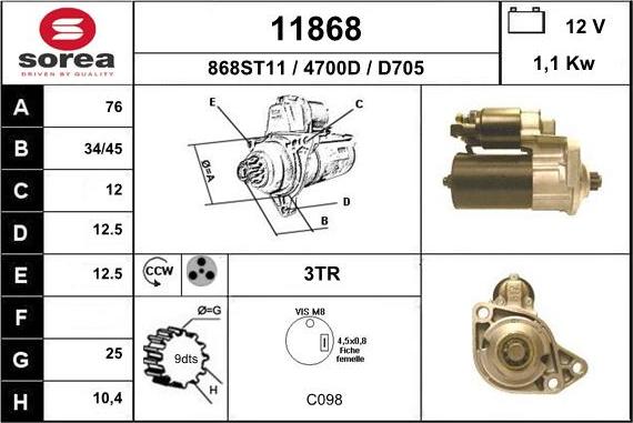 EAI 11868 - Starter autospares.lv