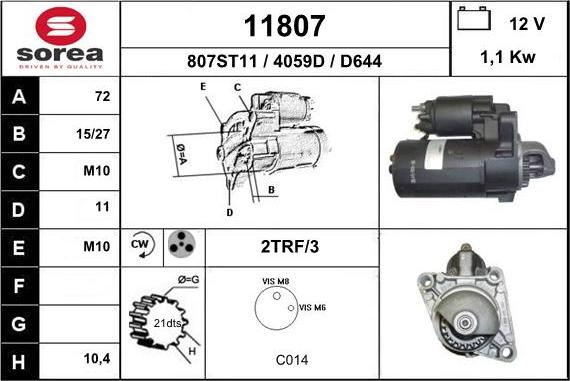 EAI 11807 - Starter autospares.lv