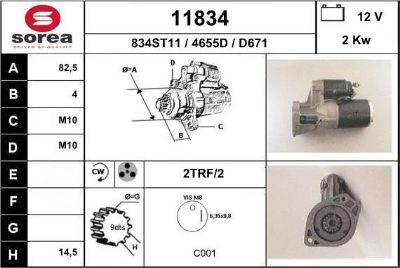 EAI 11834 - Starter autospares.lv