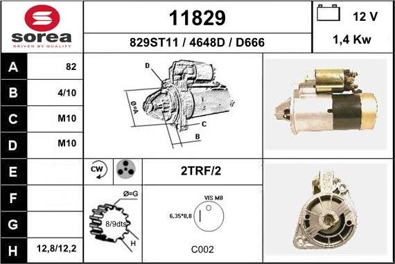 EAI 11829 - Starter autospares.lv