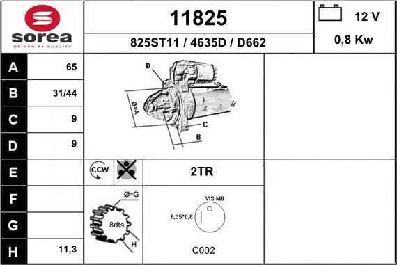 EAI 11825 - Starter autospares.lv