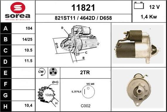 EAI 11821 - Starter autospares.lv