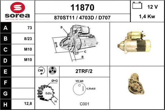 EAI 11870 - Starter autospares.lv