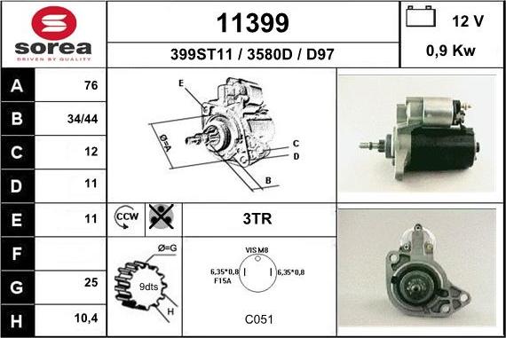 EAI 11399 - Starter autospares.lv