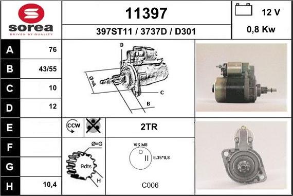 EAI 11397 - Starter autospares.lv