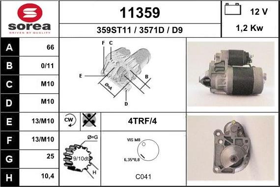 EAI 11359 - Starter autospares.lv