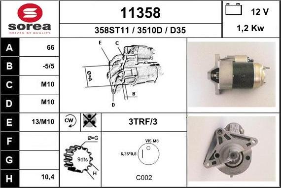 EAI 11358 - Starter autospares.lv