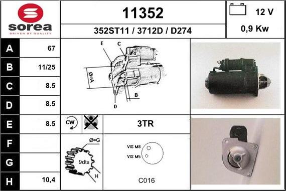 EAI 11352 - Starter autospares.lv