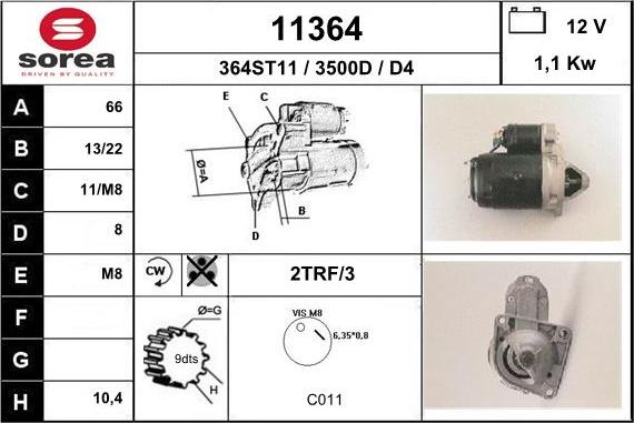 EAI 11364 - Starter autospares.lv