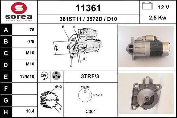 EAI 11361 - Starter autospares.lv