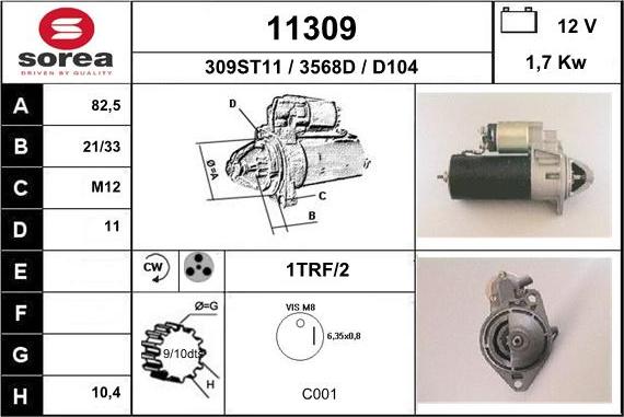 EAI 11309 - Starter autospares.lv