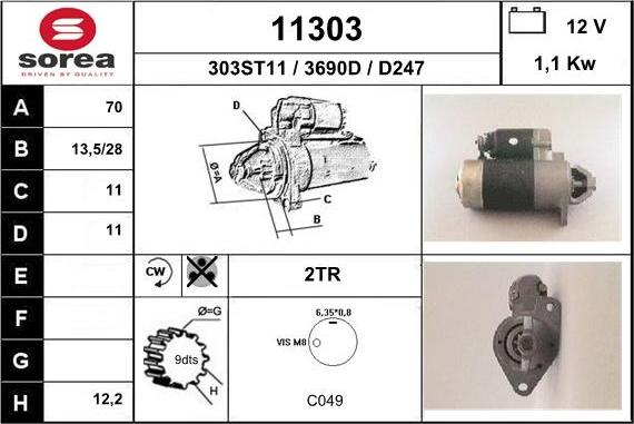 EAI 11303 - Starter autospares.lv