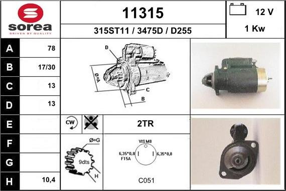 EAI 11315 - Starter autospares.lv