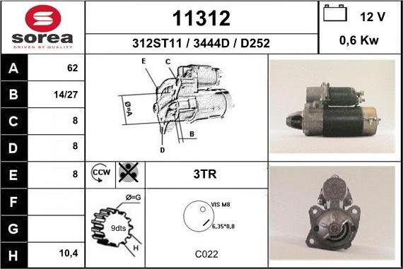 EAI 11312 - Starter autospares.lv