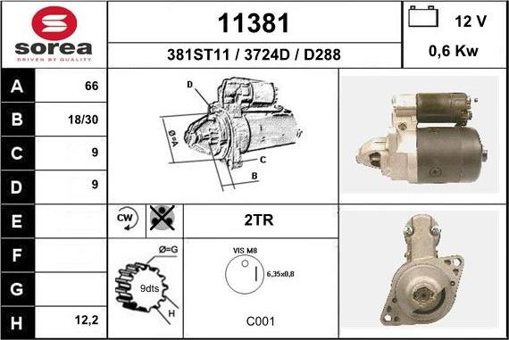 EAI 11381 - Starter autospares.lv